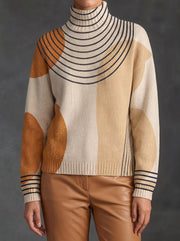 Women’s Colorblock Long Sleeve Turtleneck Sweater