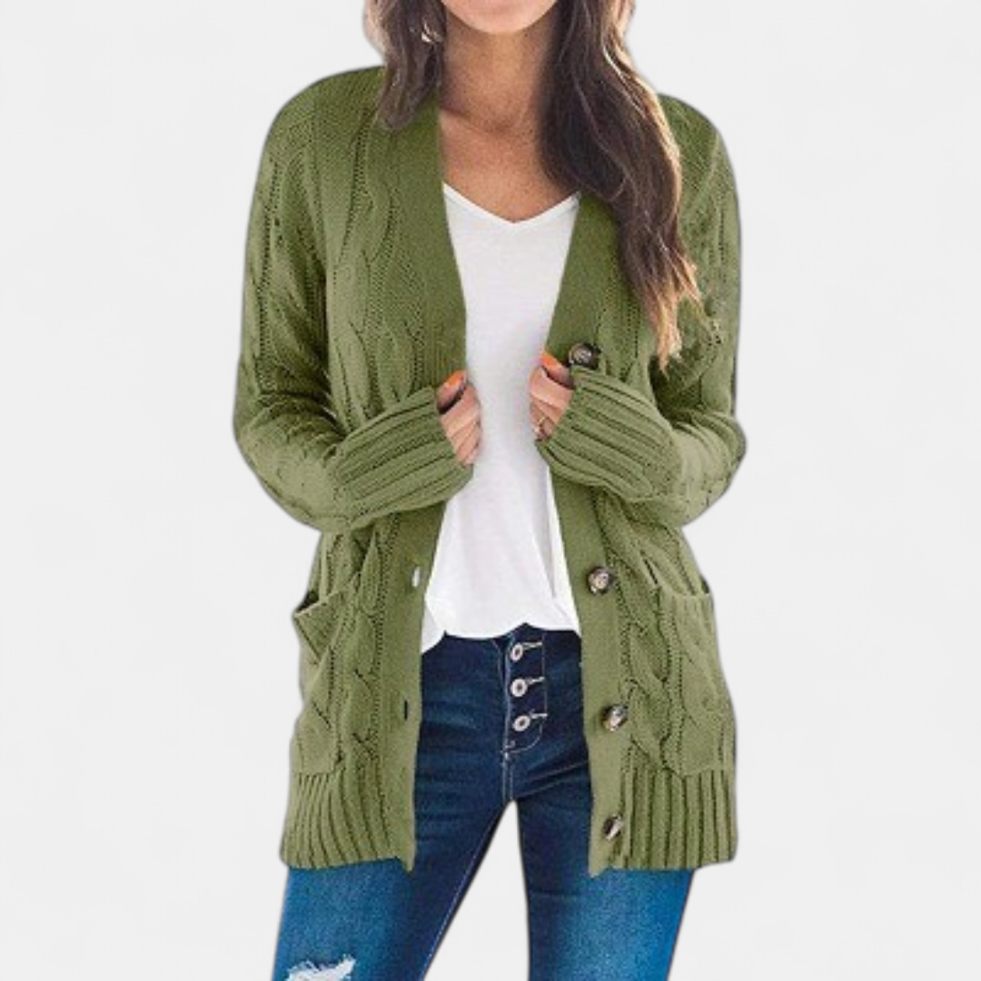 Women’s Oversized Cable Knit Button Front Cardigan Sweater