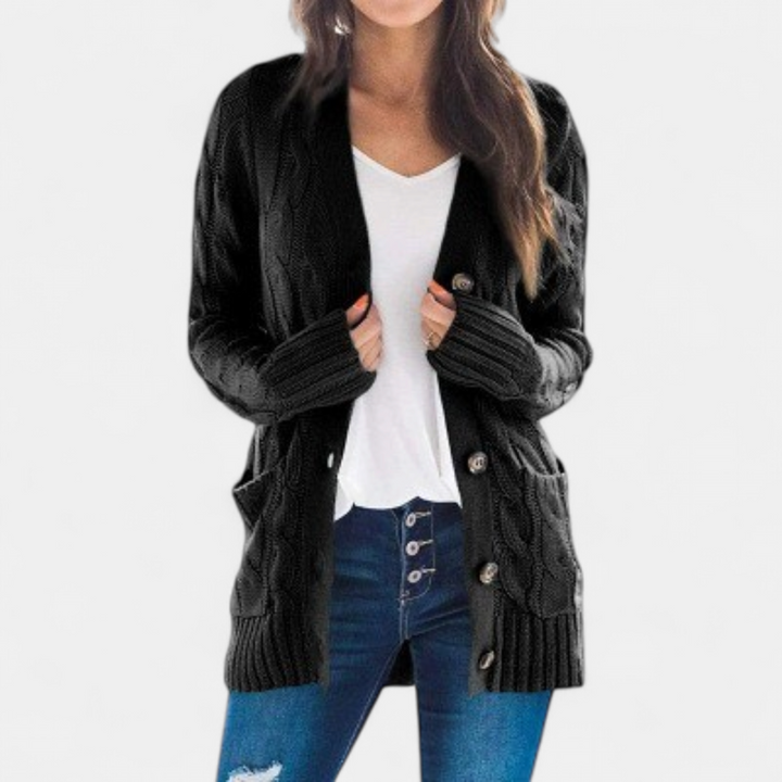 Women’s Oversized Cable Knit Button Front Cardigan Sweater