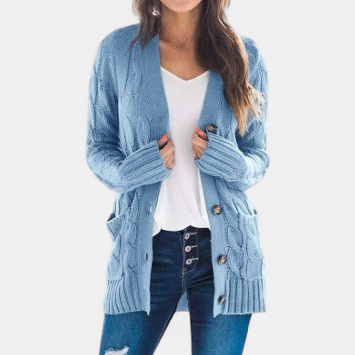 Women’s Oversized Cable Knit Button Front Cardigan Sweater