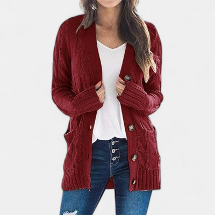 Women’s Oversized Cable Knit Button Front Cardigan Sweater