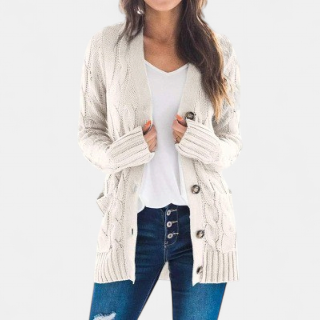 Women’s Oversized Cable Knit Button Front Cardigan Sweater