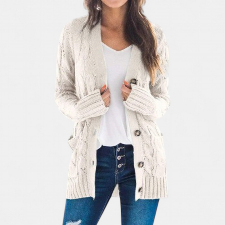 Women’s Oversized Cable Knit Button Front Cardigan Sweater