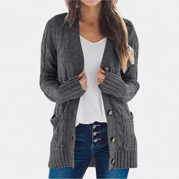 Women’s Oversized Cable Knit Button Front Cardigan Sweater