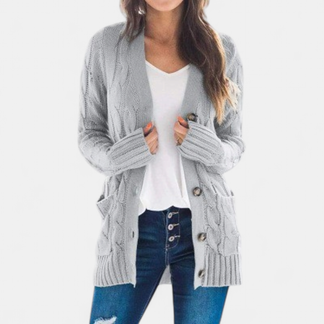 Women’s Oversized Cable Knit Button Front Cardigan Sweater