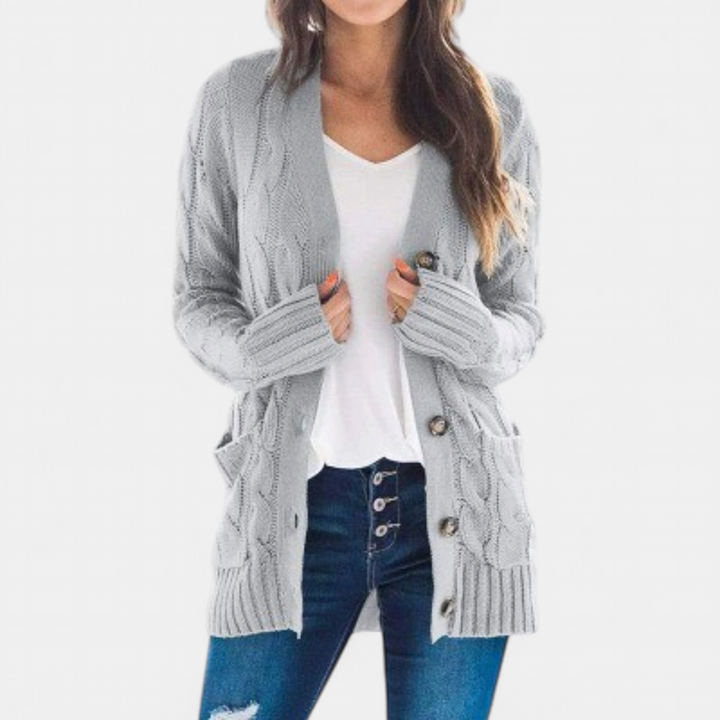 Women’s Oversized Cable Knit Button Front Cardigan Sweater