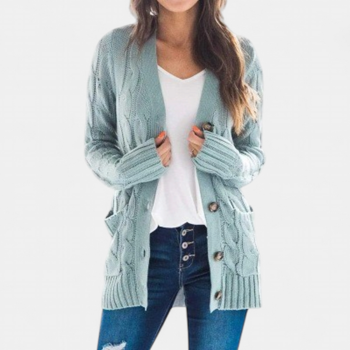 Women’s Oversized Cable Knit Button Front Cardigan Sweater