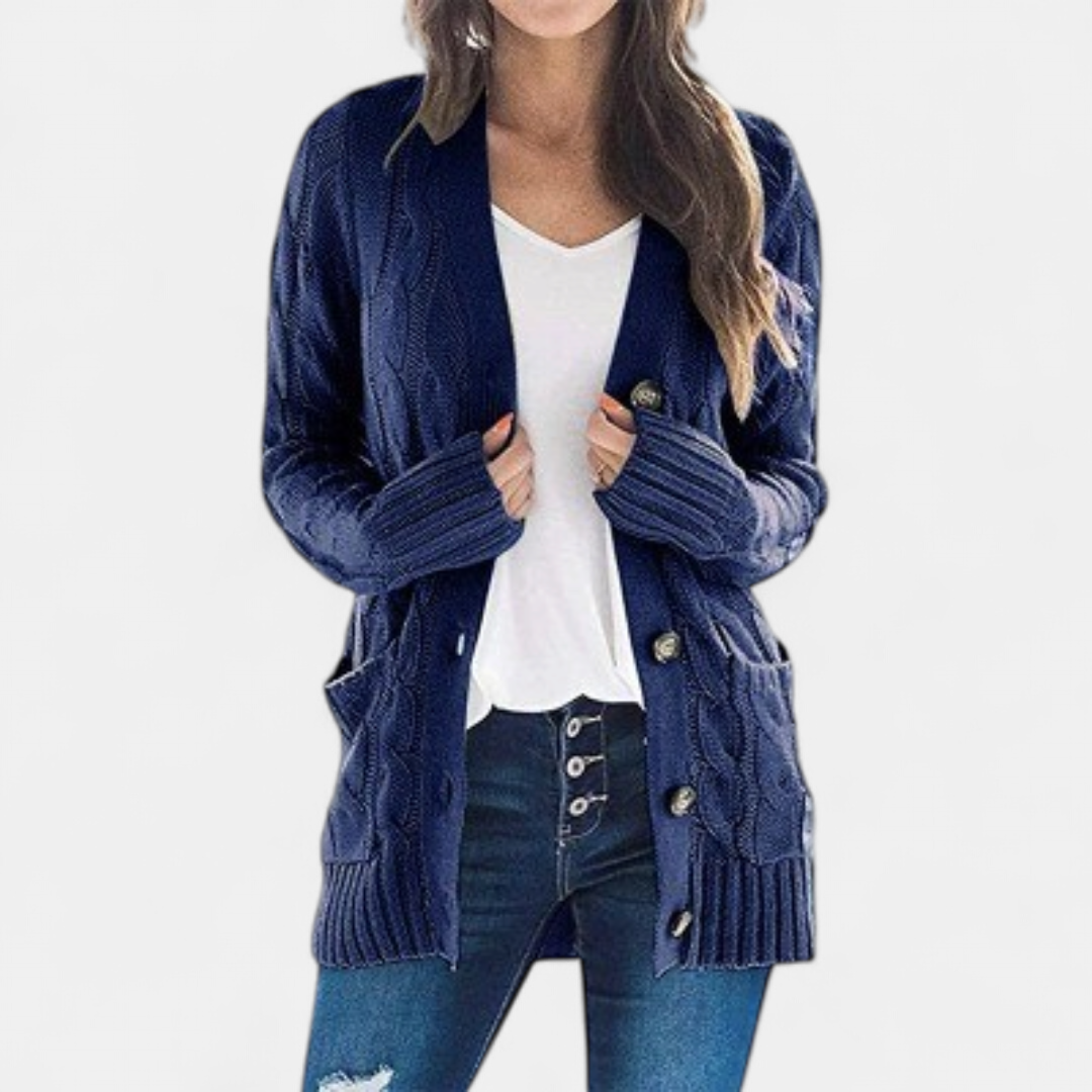 Women’s Oversized Cable Knit Button Front Cardigan Sweater
