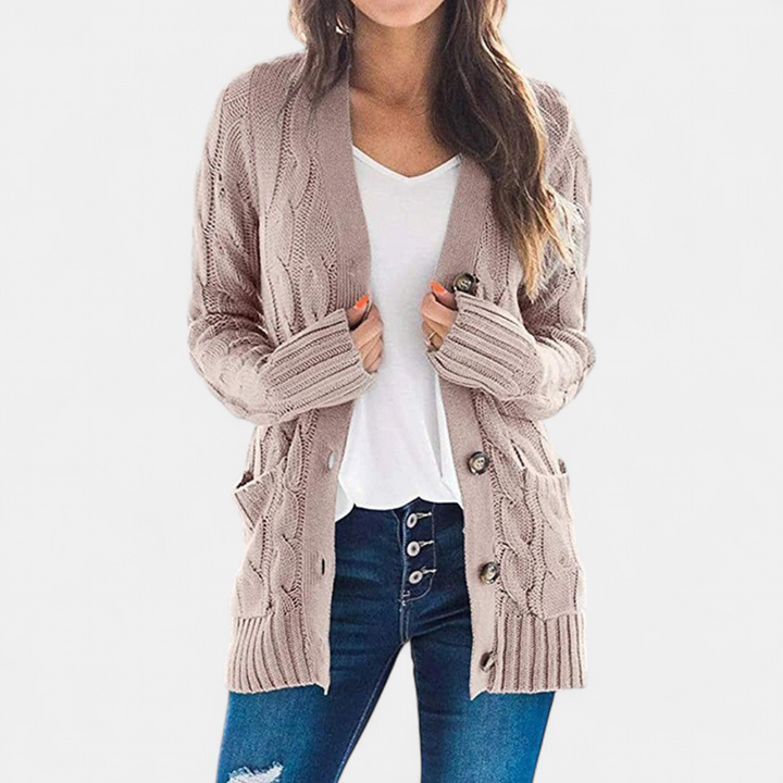 Women’s Oversized Cable Knit Button Front Cardigan Sweater