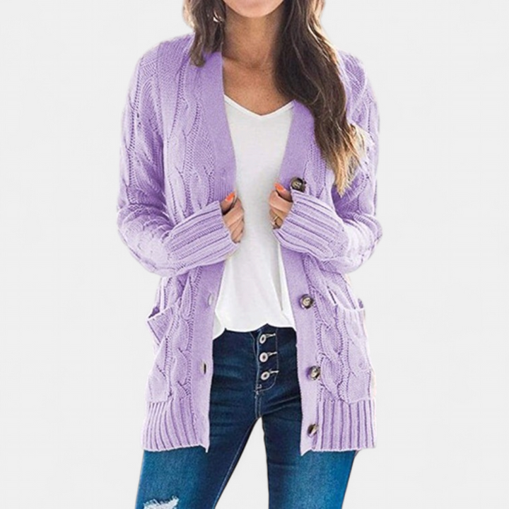 Women’s Oversized Cable Knit Button Front Cardigan Sweater