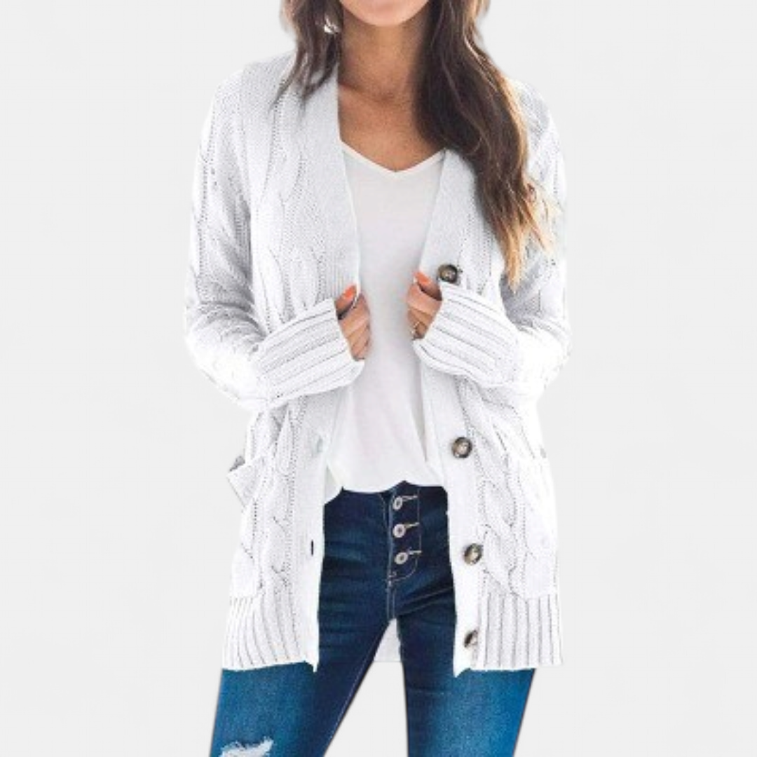 Women’s Oversized Cable Knit Button Front Cardigan Sweater