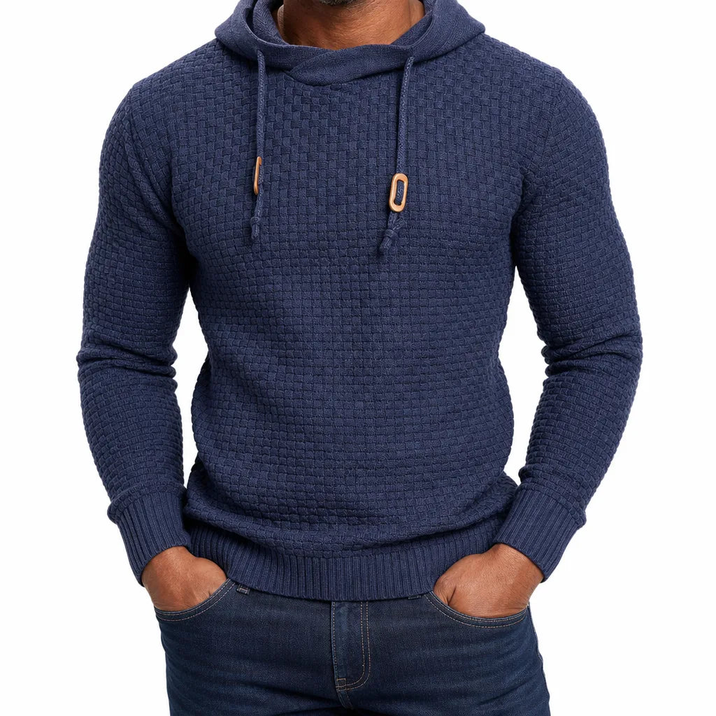 Men’s Textured Hooded Pullover Sweater