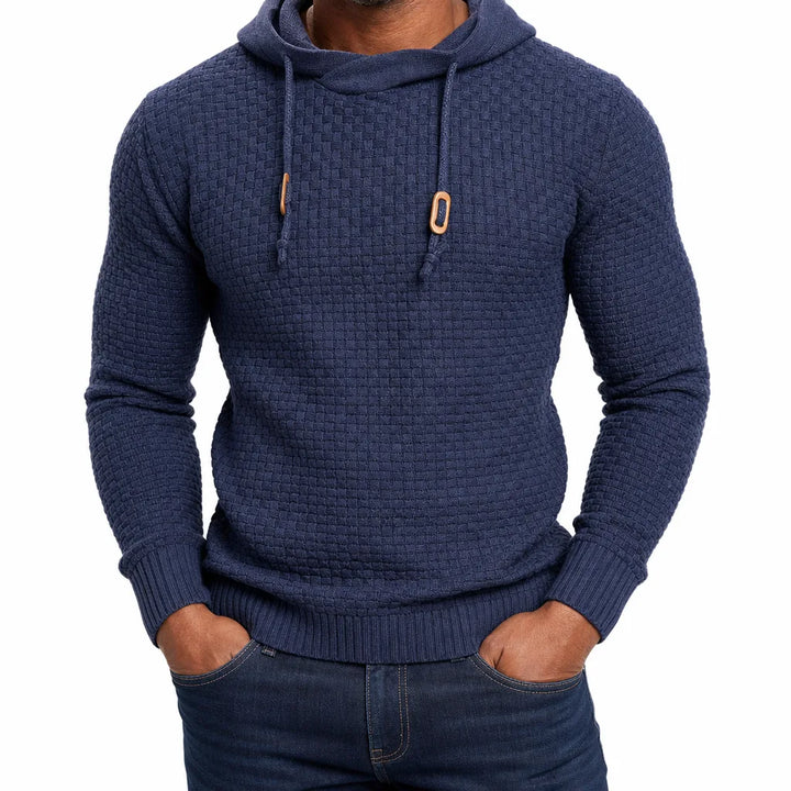 Men’s Textured Hooded Pullover Sweater