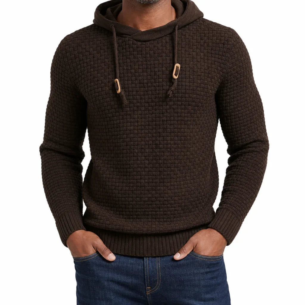 Men’s Textured Hooded Pullover Sweater