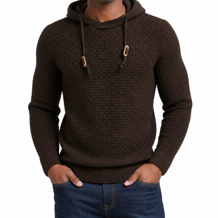 Men’s Textured Hooded Pullover Sweater