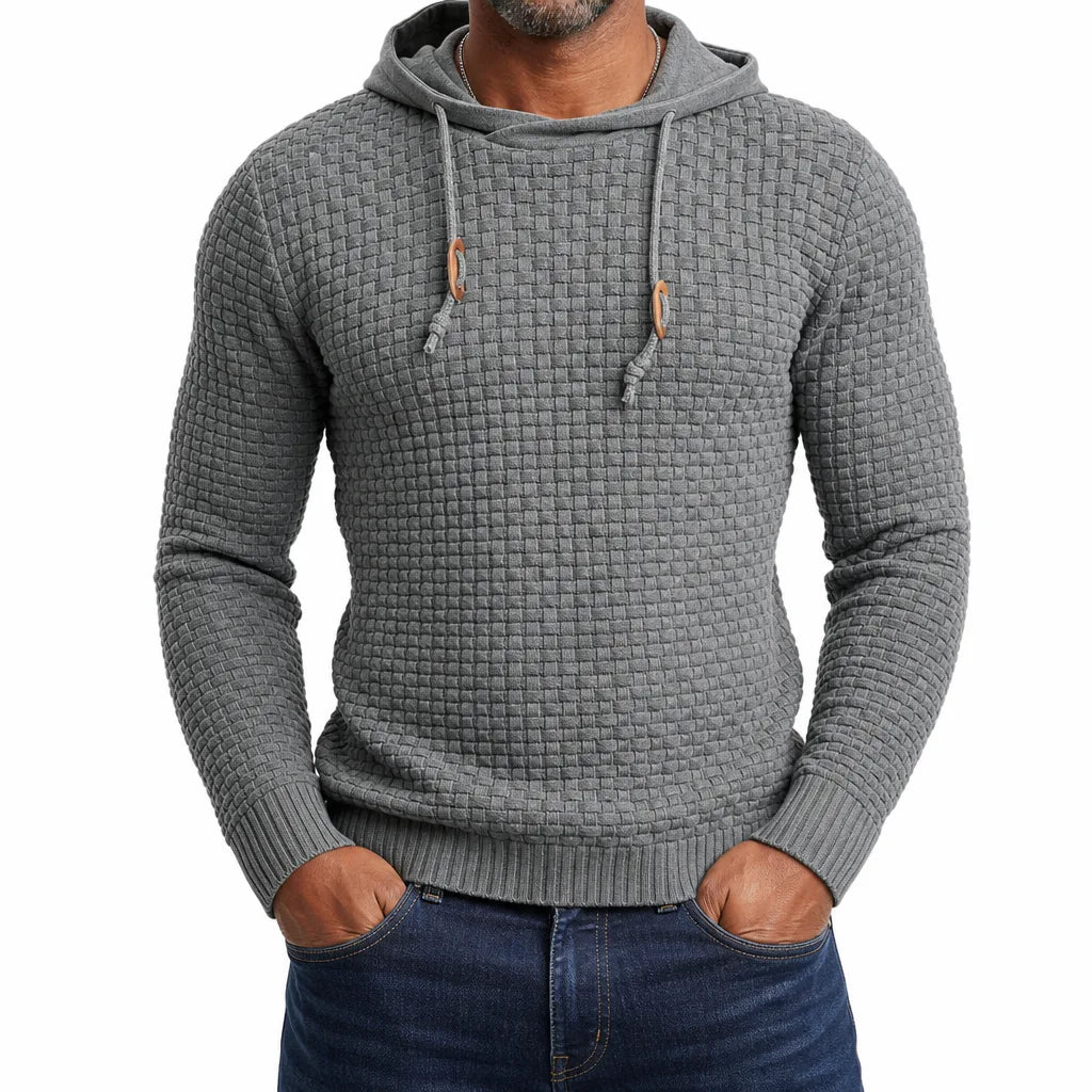 Men’s Textured Hooded Pullover Sweater