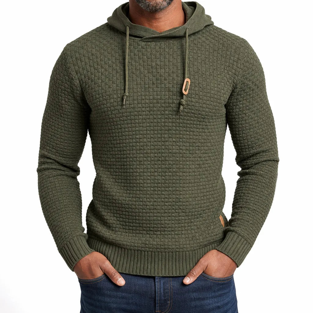 Men’s Textured Hooded Pullover Sweater