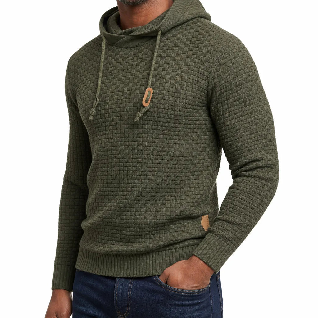 Men’s Textured Hooded Pullover Sweater