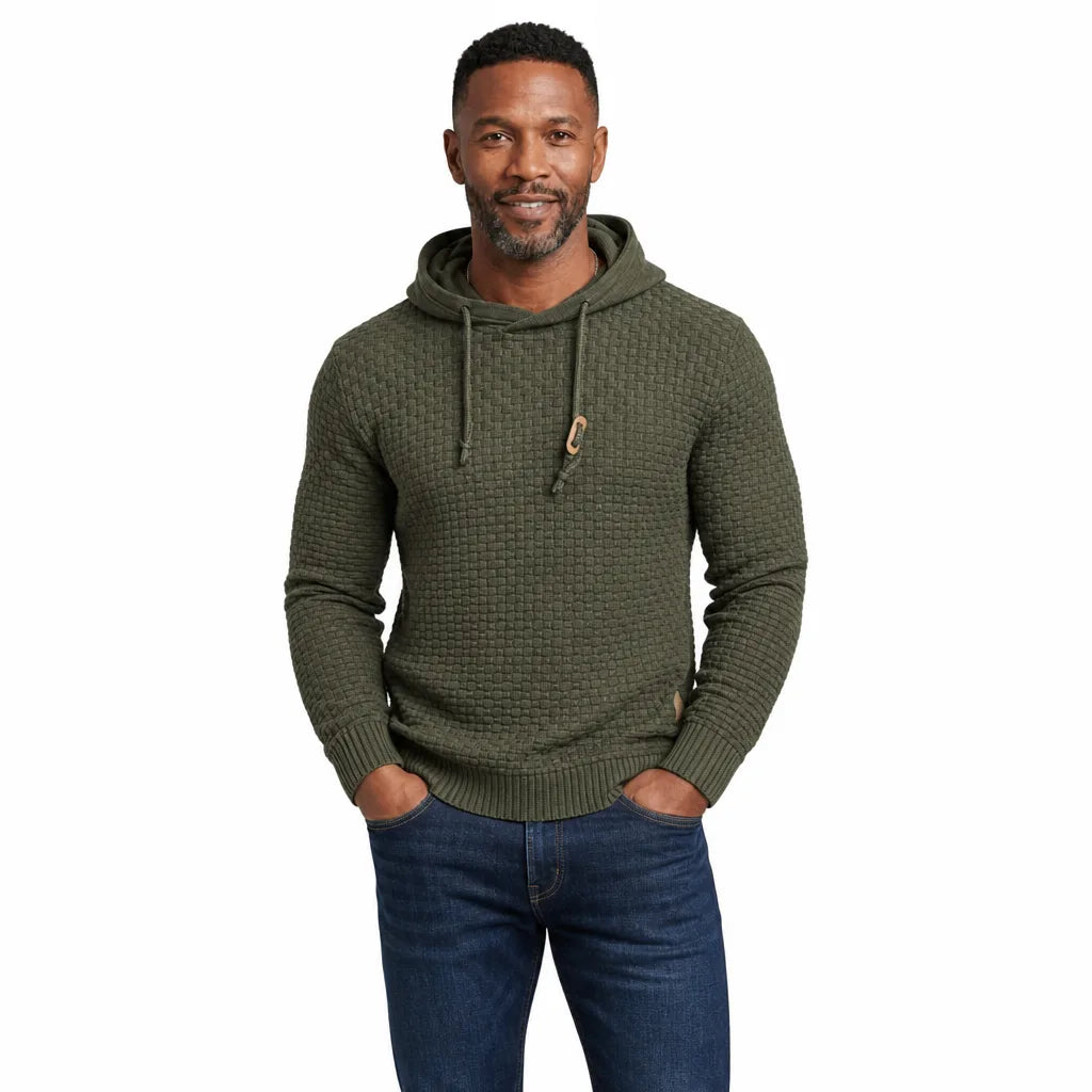 Men’s Textured Hooded Pullover Sweater