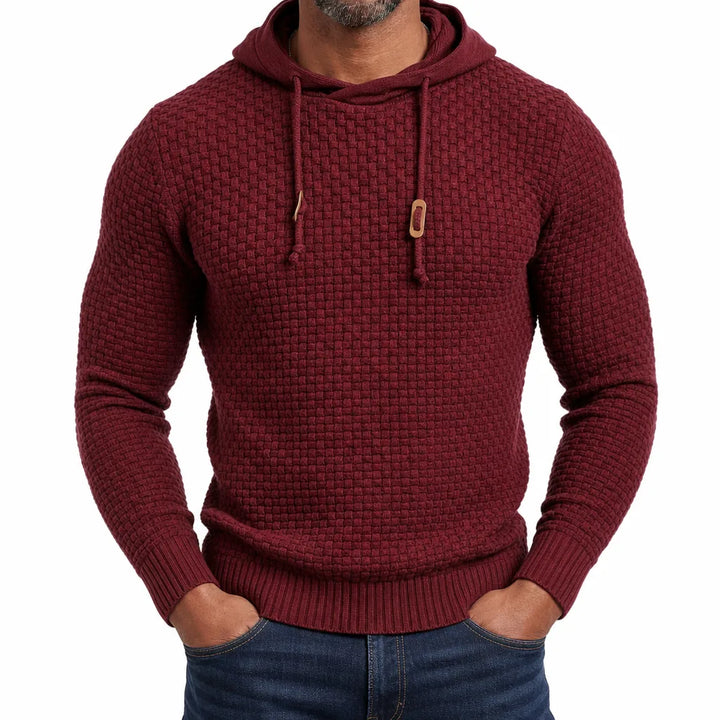 Men’s Textured Hooded Pullover Sweater