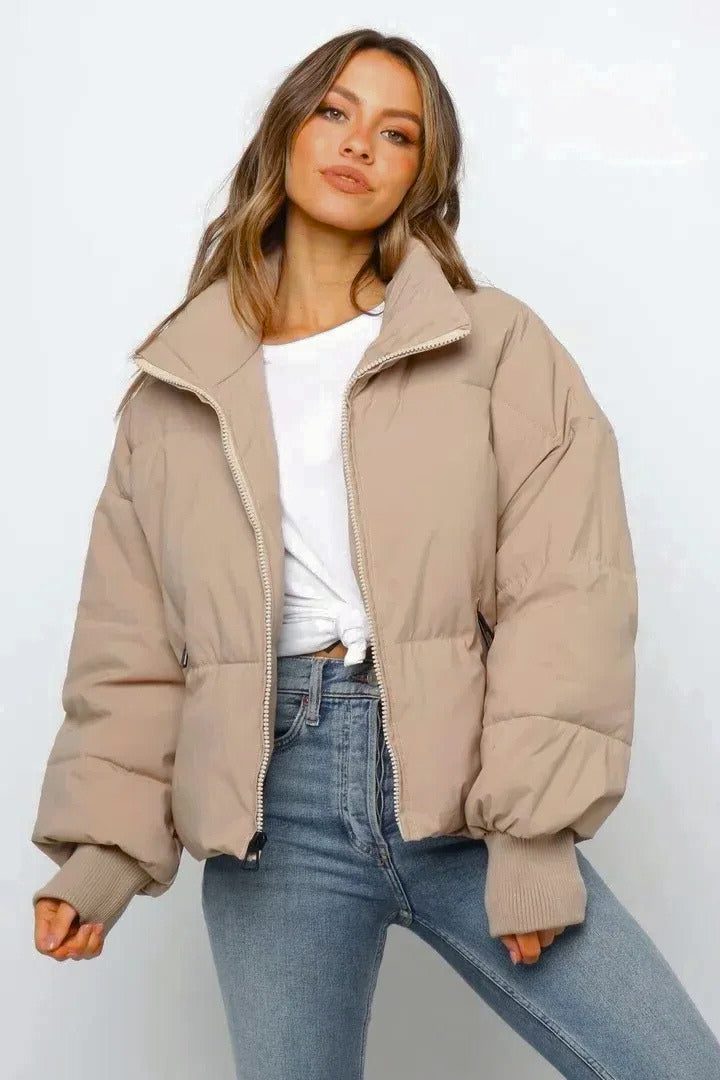Women’s Cropped Zip Up Puffer Jacket