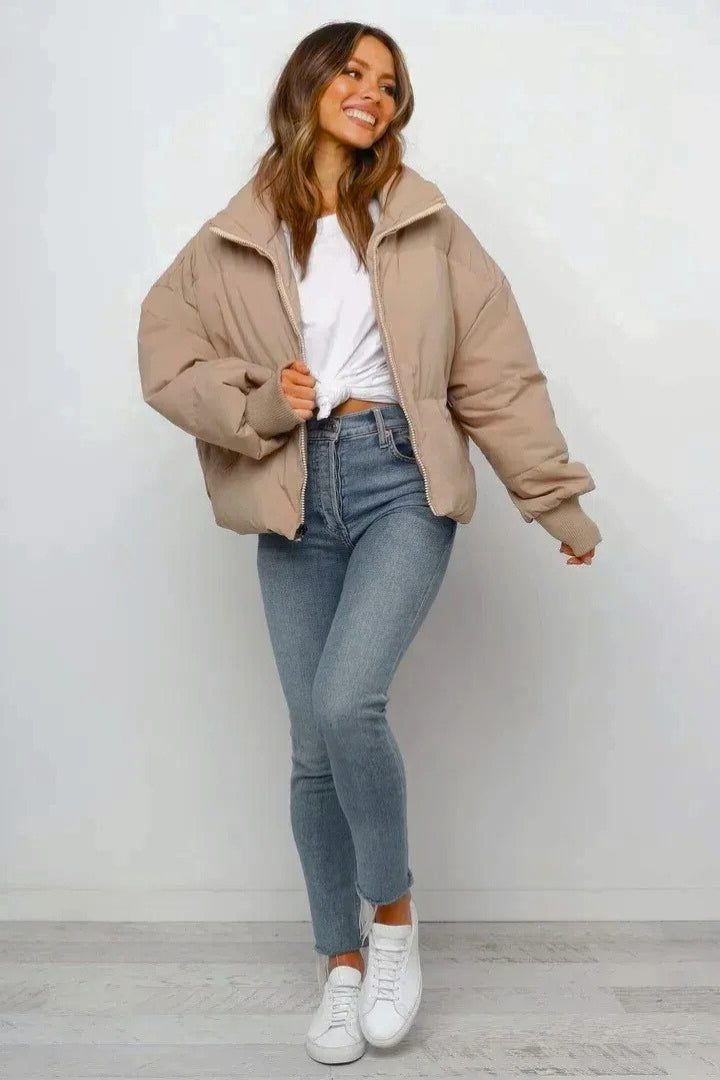 Women’s Cropped Zip Up Puffer Jacket