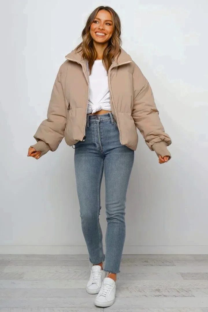 Women’s Cropped Zip Up Puffer Jacket