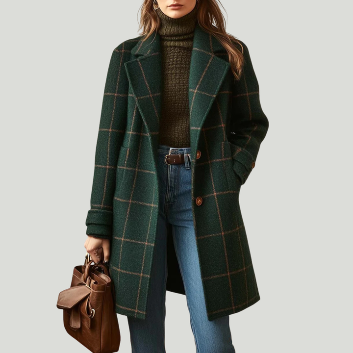 Women’s Retro Plaid Lapel Coat