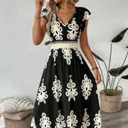 Women’s Baroque Print V-Neck Maxi Dress