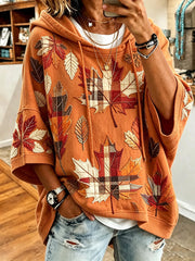 Women’s Autumn Leaf Print Oversized Hoodie