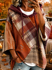 Women’s Autumn-Toned Patchwork Oversized Hoodie