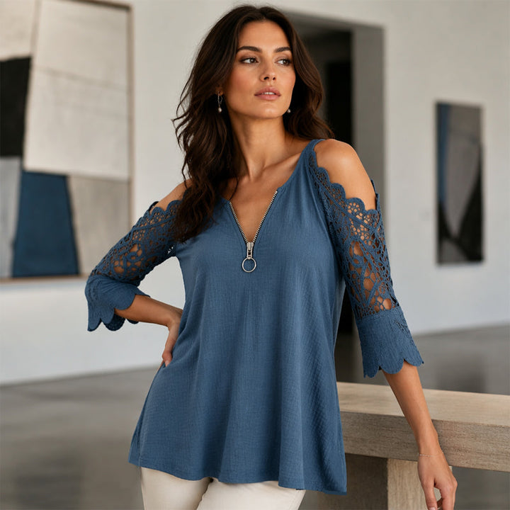 Women’s Cold-Shoulder V-Neck Top