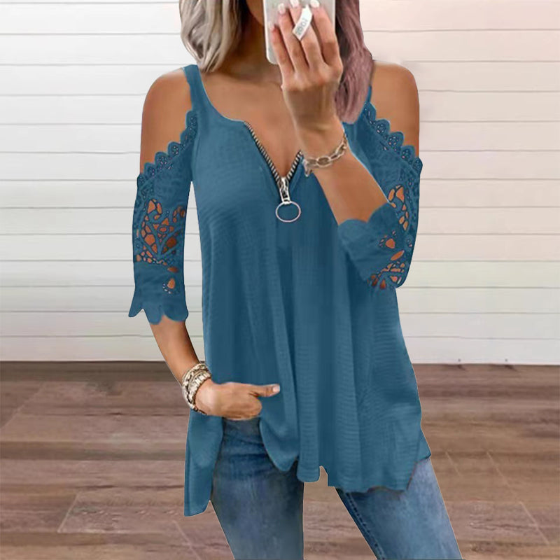Women’s Cold-Shoulder V-Neck Top