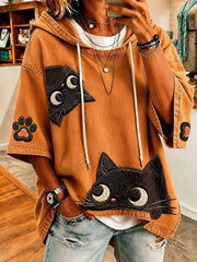 Women’s Oversized Cat Print Hoodie