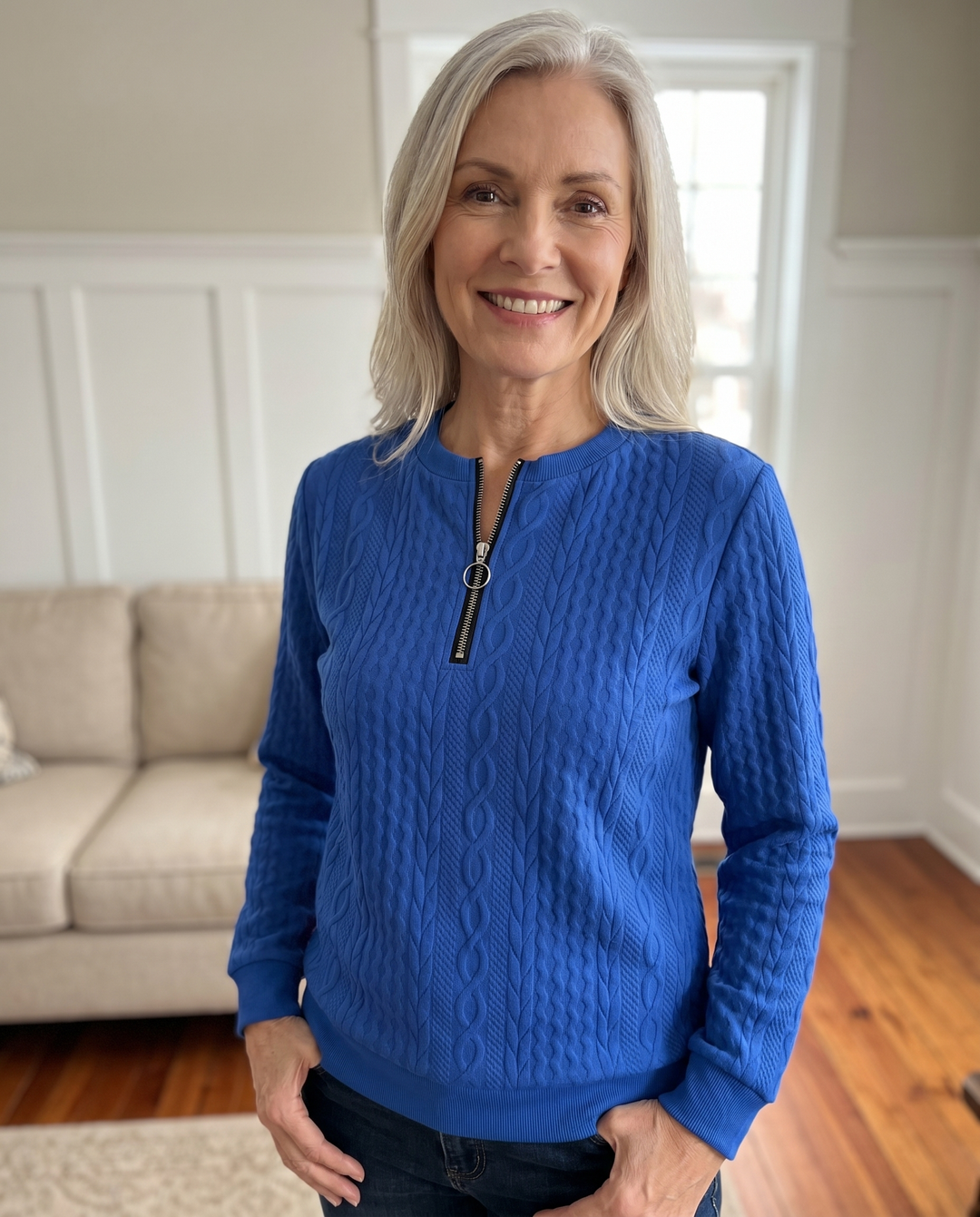 Women’s Textured Zip Up Sweatshirt