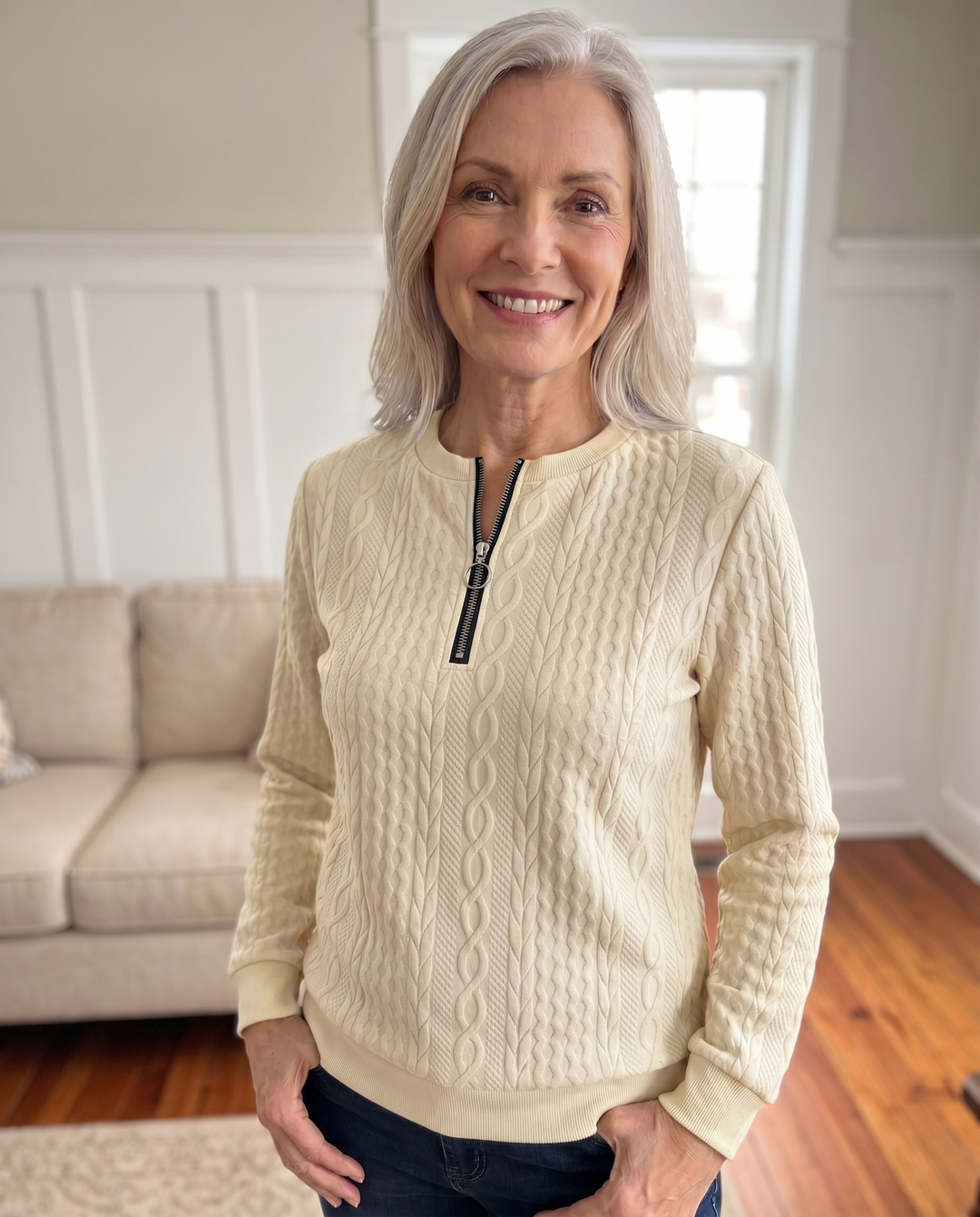 Women’s Textured Zip Up Sweatshirt