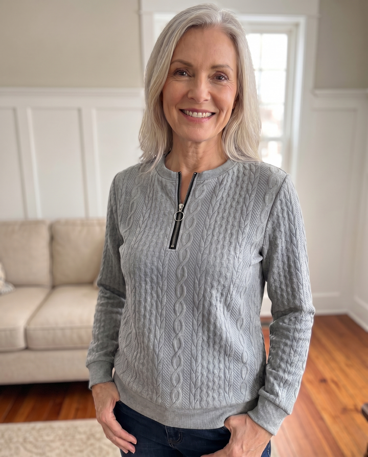 Women’s Textured Zip Up Sweatshirt