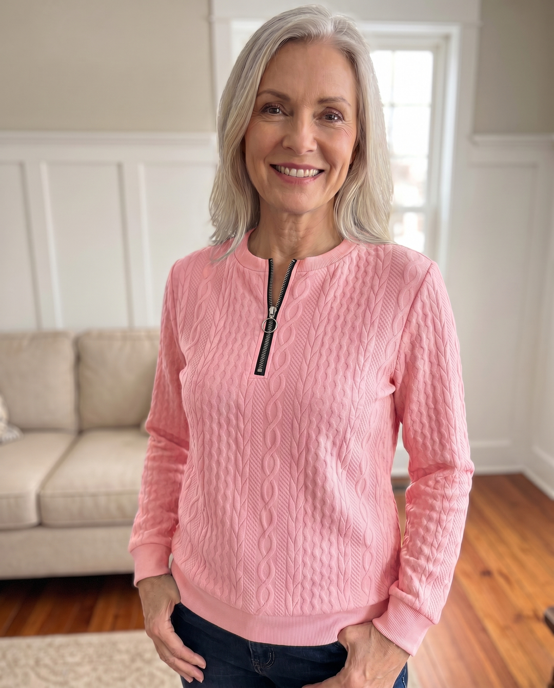 Women’s Textured Zip Up Sweatshirt