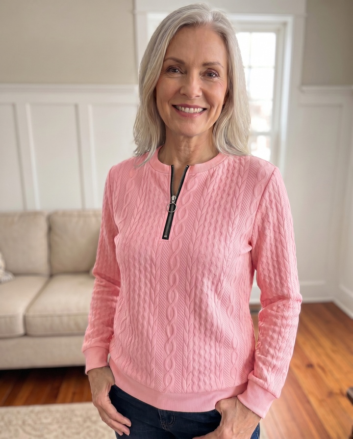 Women’s Textured Zip Up Sweatshirt