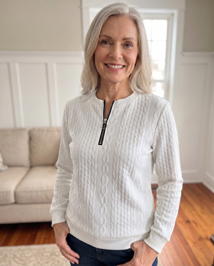 Women’s Textured Zip Up Sweatshirt