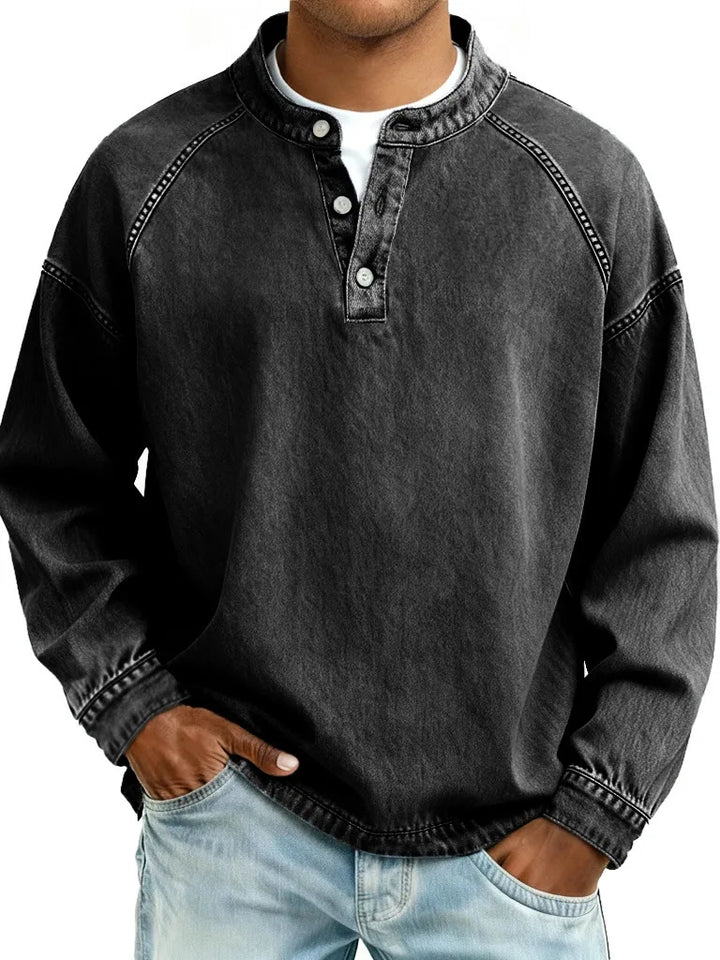 Men’s Relaxed Henley Pullover Sweater