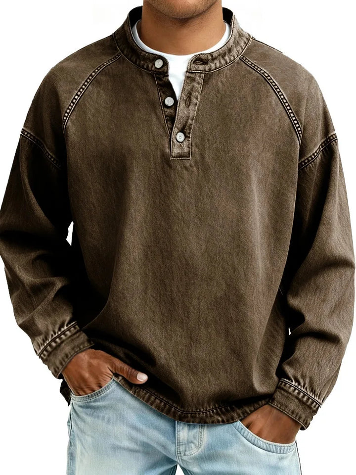 Men’s Relaxed Henley Pullover Sweater