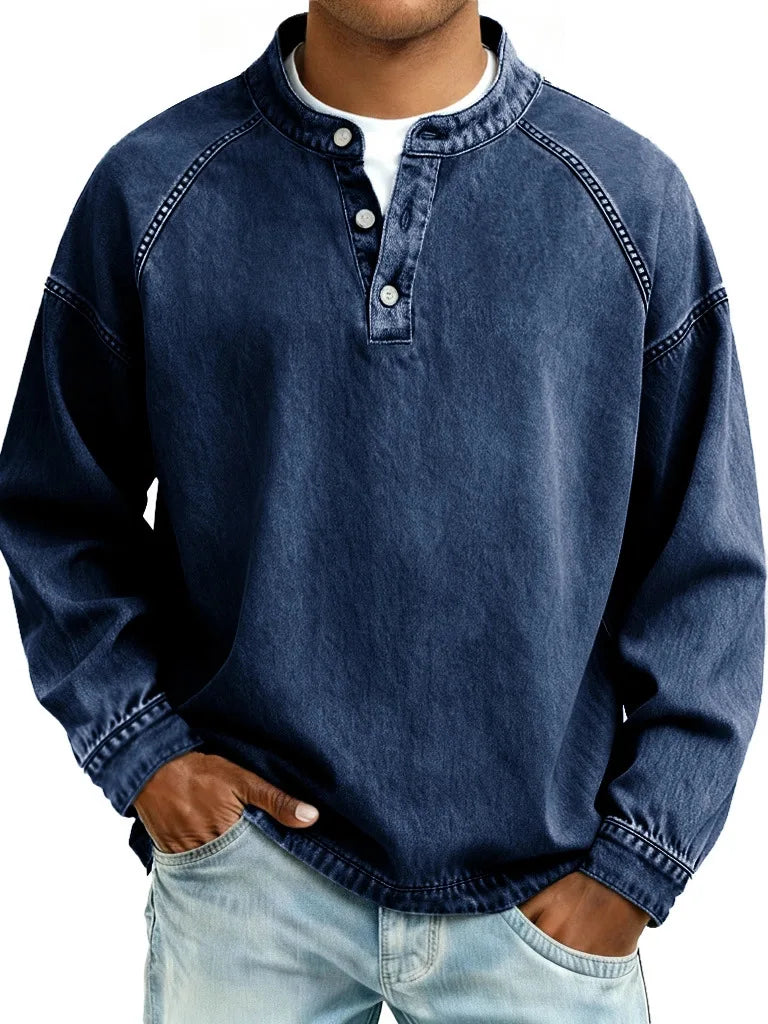 Men’s Relaxed Henley Pullover Sweater