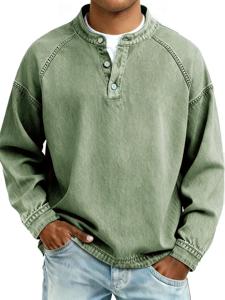 Men’s Relaxed Henley Pullover Sweater