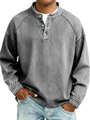 Men’s Relaxed Henley Pullover Sweater