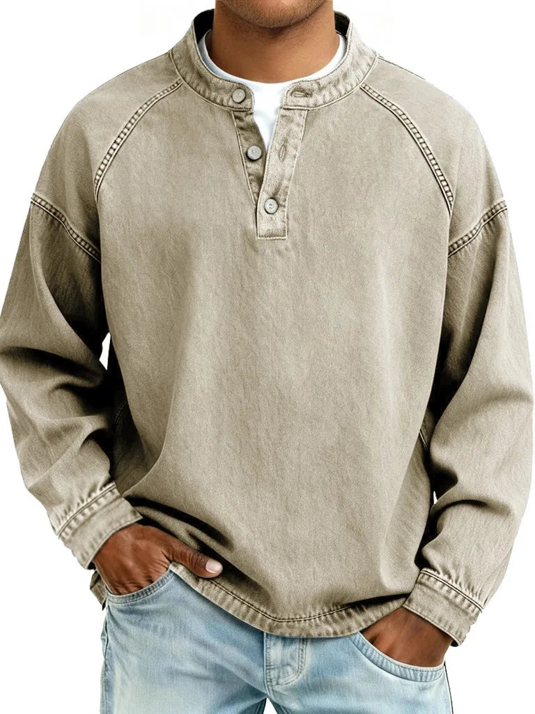 Men’s Relaxed Henley Pullover Sweater