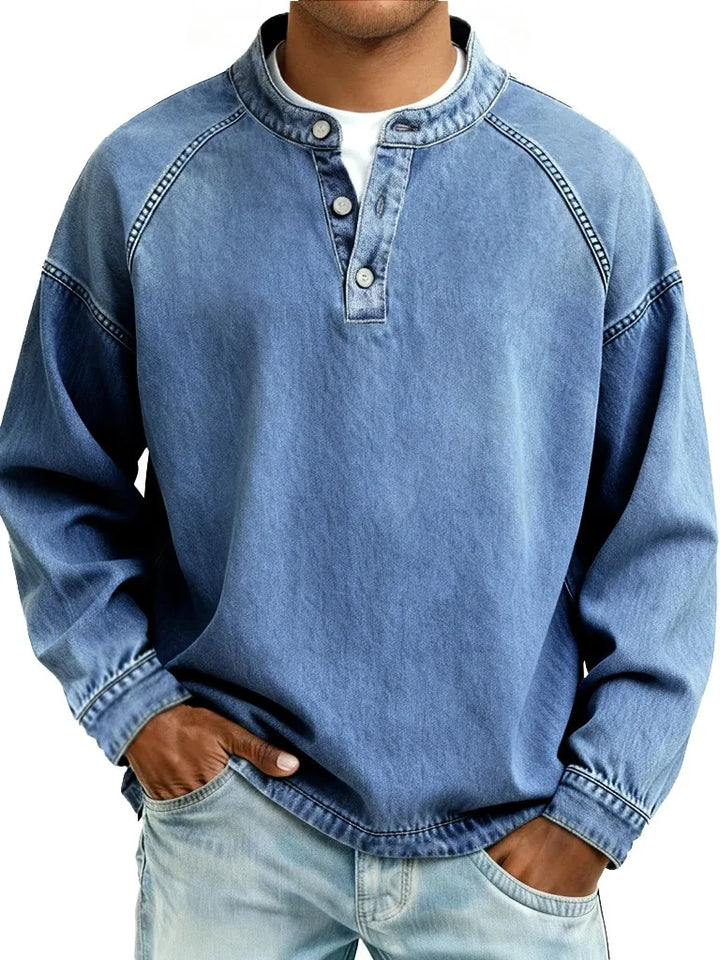 Men’s Relaxed Henley Pullover Sweater
