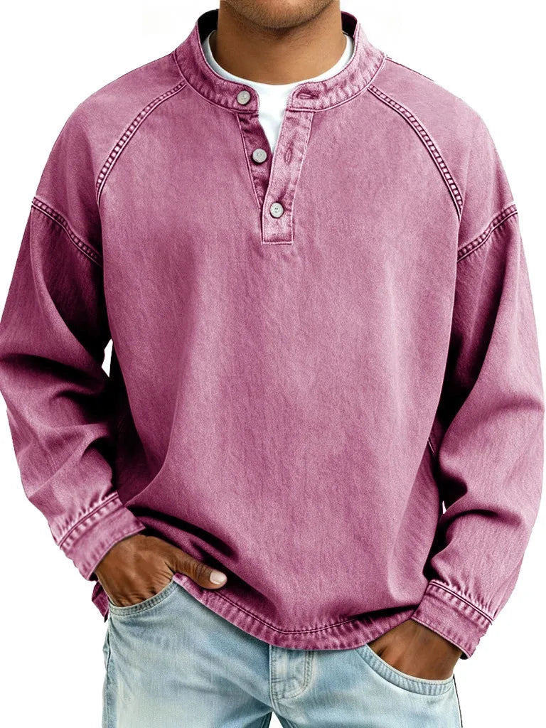Men’s Relaxed Henley Pullover Sweater