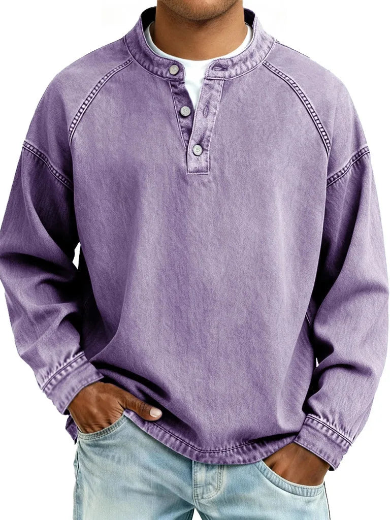 Men’s Relaxed Henley Pullover Sweater