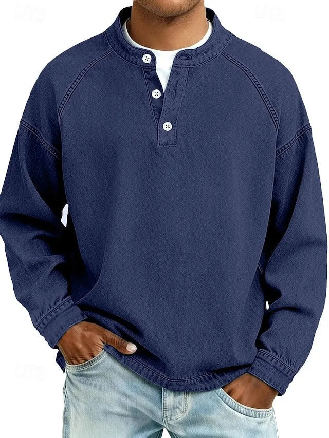 Men’s Relaxed Henley Pullover Sweater